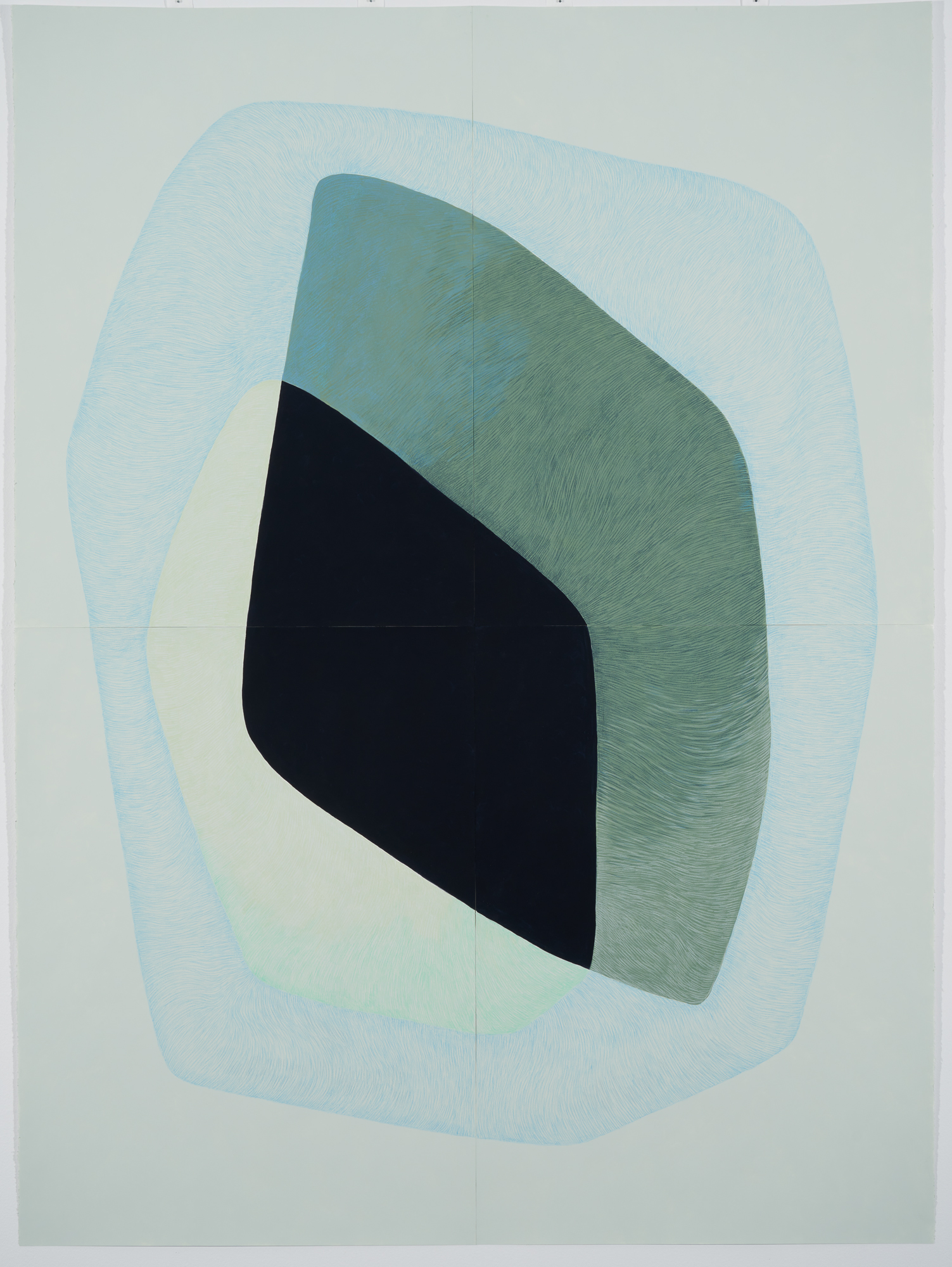 Éclosion, gouache et crayons de couleur sur papier Canson, 60 X 44 pouces, 2025